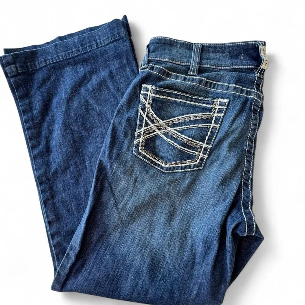 Ariat Real Denim Mid Rise Boot Cut Jeans Blue Denim 32 S New with Tag - Picture 2 of 7